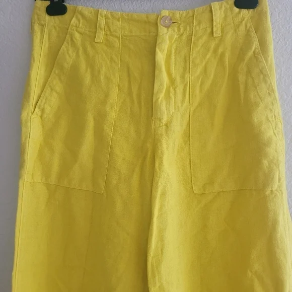 Velvet by Graham & Spencer NWT Yellow Dru Heavy Linen Pant size 6 - Picture 3 of 9